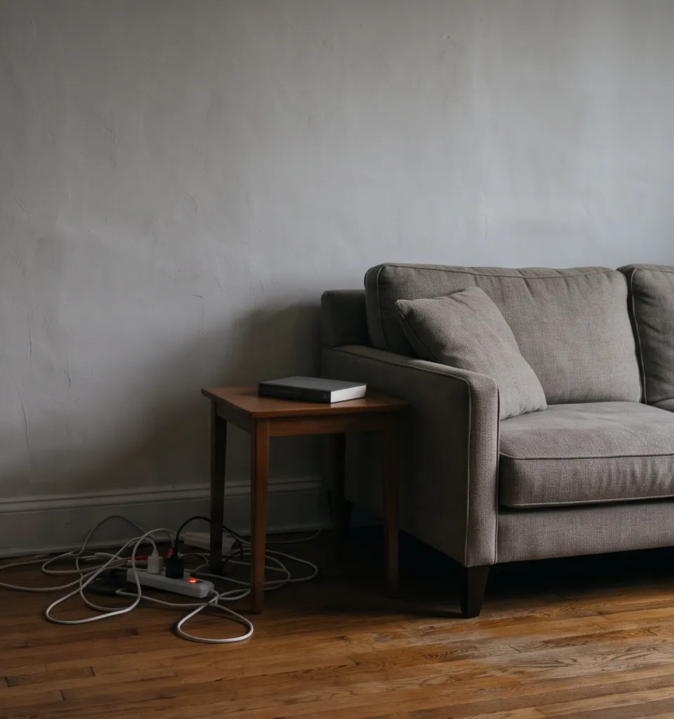Reading corner without a nearby electrical outlet