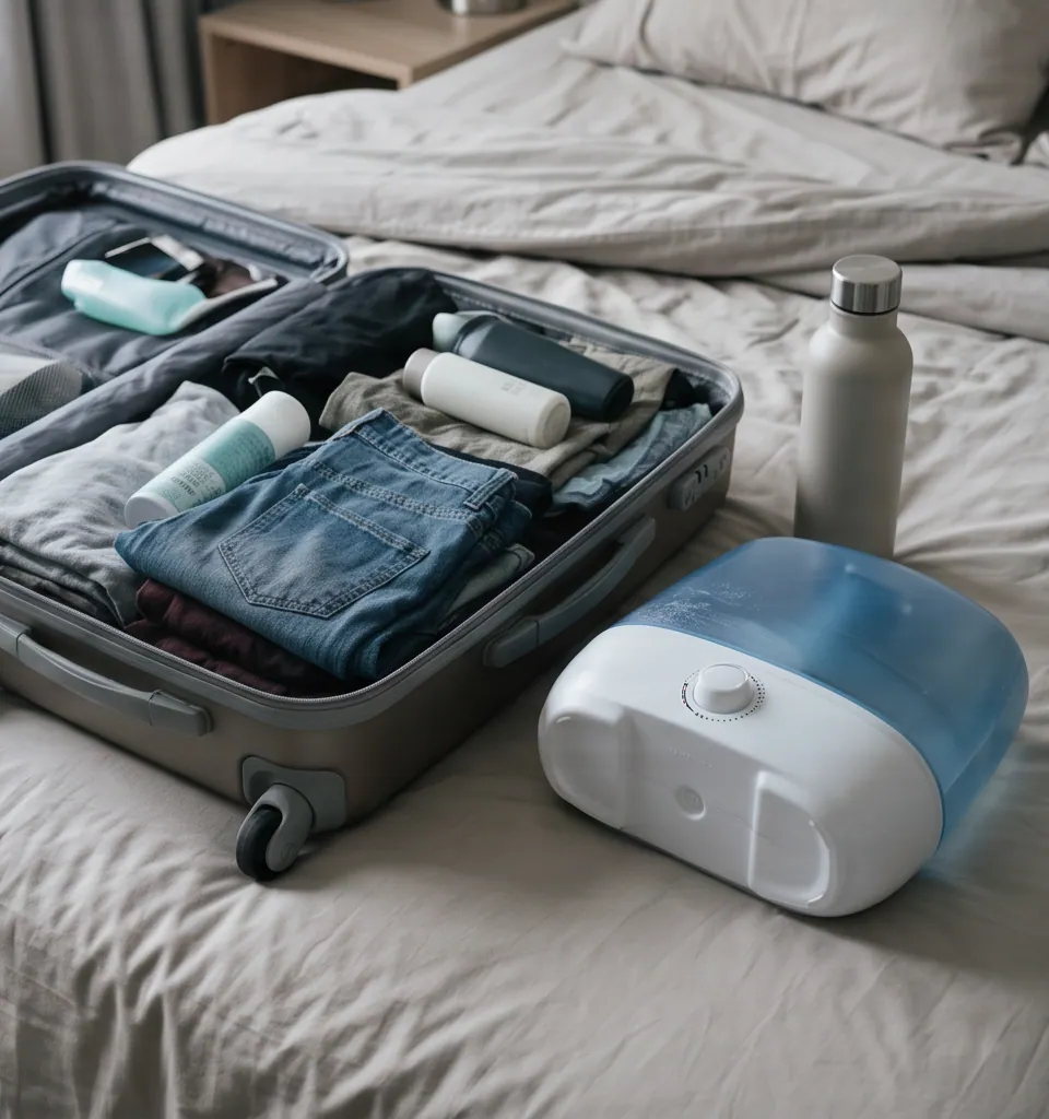 Travel bag with too little space for a bulky water tank