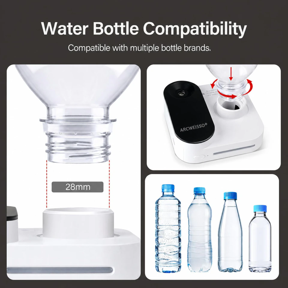GISTAR humidifier 28 mm water bottle compatibility and attachment guide
