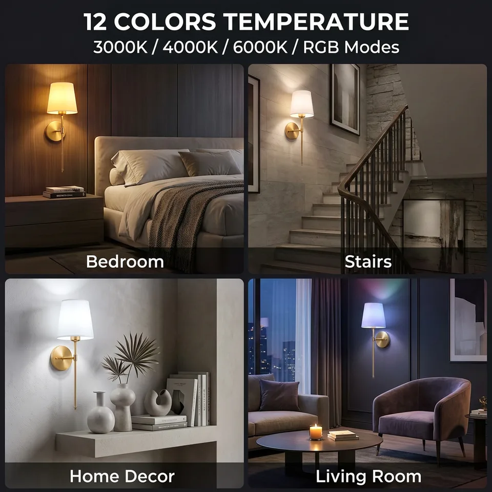 GISTAR rechargeable gold wall sconce, product view 4