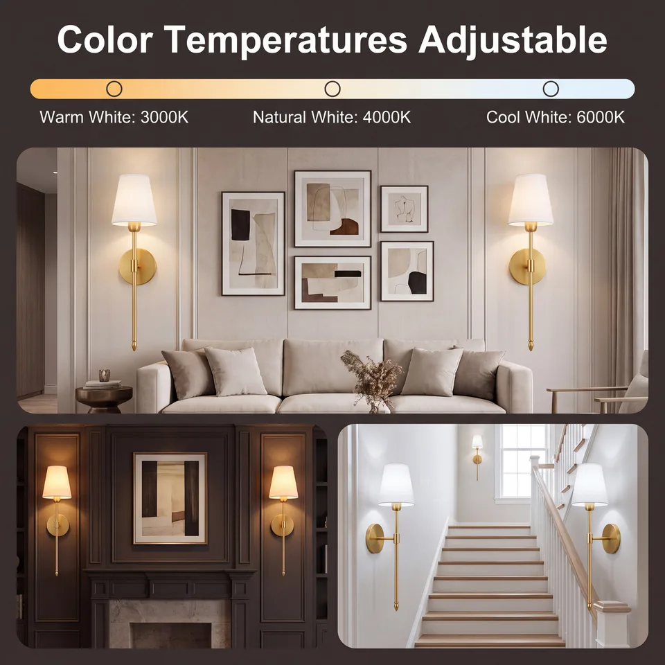 GISTAR rechargeable gold wall sconce, product view 7