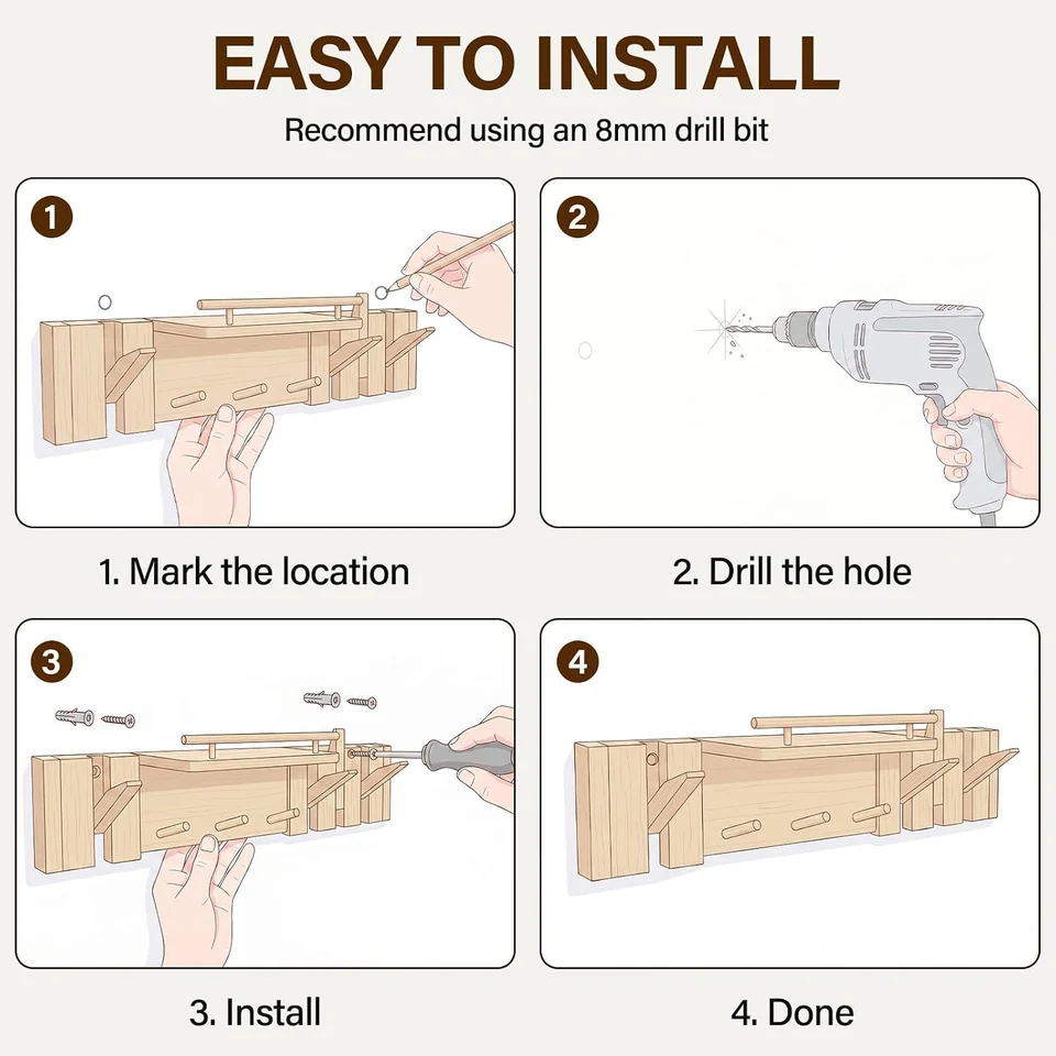 GISTAR wall-mounted hanger 9-hook product view 7