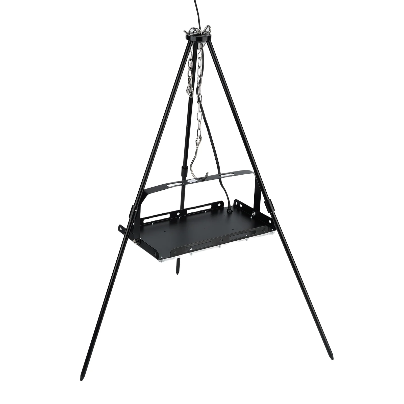 Original black three-leg tripod with a UV light panel suspended from chains
